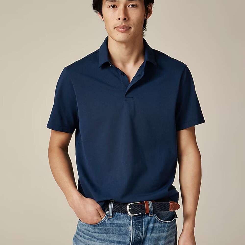 J Crew Men's Performance piqué polo shirt Small Blue Color‎